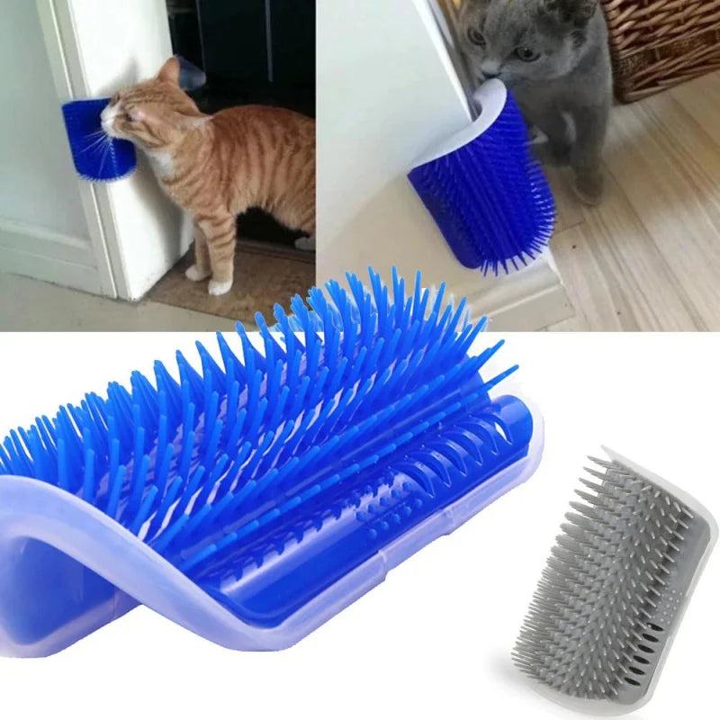 Escova de cabelo com tira de catnip, brinquedo de massagem de parede para gatos.